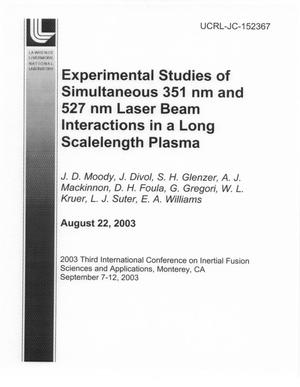 Experimental Studies of Simultaneous 351 nm and 527 nm Laser Beam Interactions in a Long Scalelength Plasma