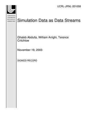 Simulation Data as Data Streams