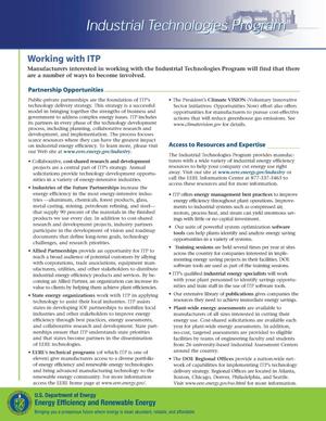 Working with ITP: Industrial Technologies Program (Fact Sheet) (Revised)