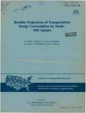 Baseline projections of transportation energy consumption by mode: 1981 update