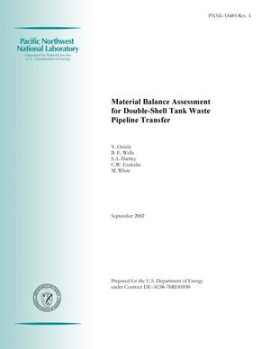 Material Balance Assessment for Double-Shell Tank Waste Pipeline Transfer