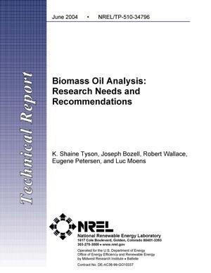 Biomass Oil Analysis: Research Needs and Recommendations
