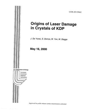 Origins of laser damage in crystals of KDP