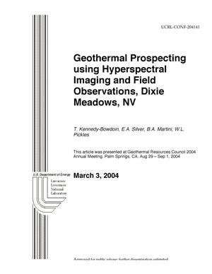 Geothermal Prospecting using Hyperspectral Imaging and Field Observations, Dixie Meadows, NV