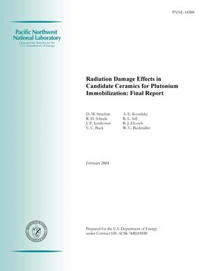 Radiation Damage Effects in Candidate Ceramics for Plutonium Immobilization: Final Report