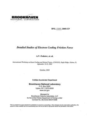 Detailed Studies of Electron Cooling Friction Force.