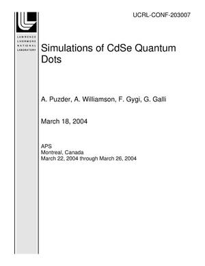 Simulations of CdSe Quantum Dots
