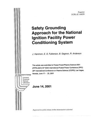 Safety Grounding Approach for the National Ignition Facility Power Conditioning System