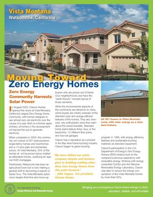 Moving Towards Zero Energy Homes: Vista Montana, Watsonville, California (Fact Sheet)