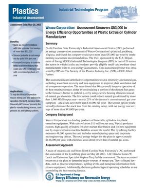 Wexco Corporation: Assessment Uncovers $53,000 in Energy Efficiency Opportunities at Plastic Extrusion Cylinder Manufacturer