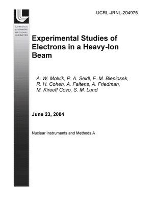 Experimental Studies of Electrons in a Heavy-Ion Beam