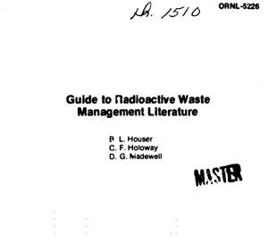 Guide to radioactive waste management literature