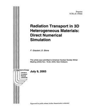 Radiation Transport in 3D Heterogeneous Materials: DNS