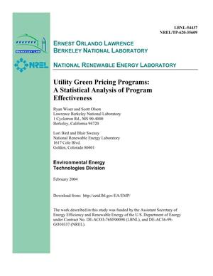 Utility Green Pricing Programs: A Statistical Analysis of Program Effectiveness