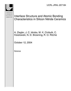 Interface Structure and Atomic Bonding Characteristics in Silicon Nitride Ceramics