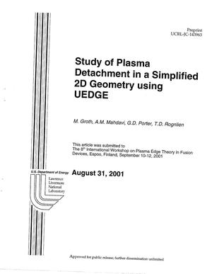 Study of Plasma Detachment in a Simplified 2D Geometry using UEDGE