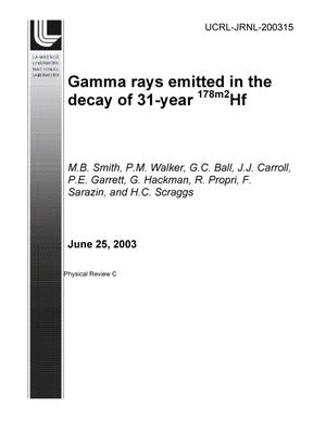 Gamma rays emitted in the decay of 31-year 178m2Hf