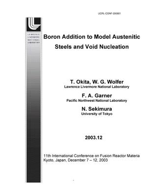 Boron Addition to Model Austenitic Steels and void Nucleation