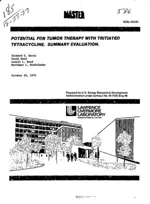 Potential for tumor therapy with tritiated tetracycline. Summary evaluation. [Animal tests]