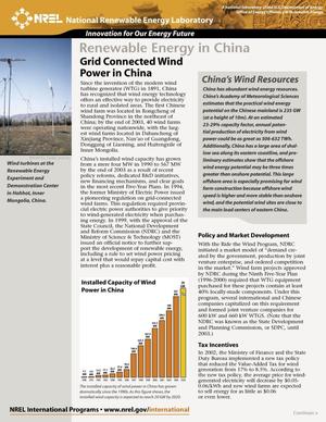 Grid Connected Wind Power in China: Renewable Energy in China