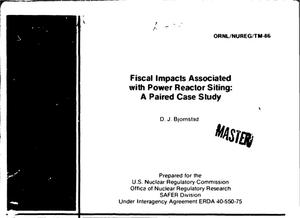 Fiscal impacts associated with power reactor siting: a paired case study