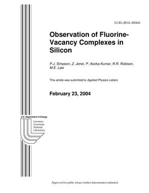 Observation of Fluorine-Vacancy Complexes in Silicon