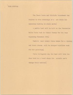 Primary view of object titled '[News Script: Deer hunters]'.
