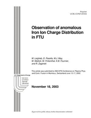 Observation of anomalous Iron Ion Charge Distribution in FTU
