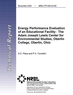 Energy Performance Evaluation of an Educational Facility: The Adam Joseph Lewis Center for Environmental Studies, Oberlin College, Oberlin, Ohio
