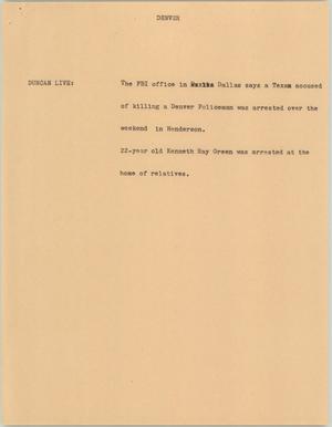 Primary view of object titled '[News Script: Denver]'.