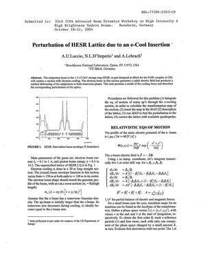 Perturbation of HESR Lattice Due to an e-Cool Insertion