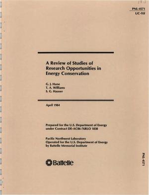Review of studies of research opportunities in energy conservation