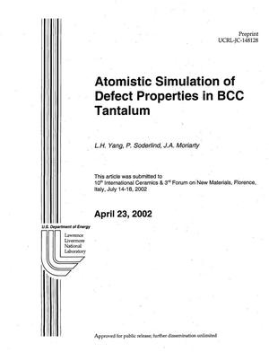 Atomistic Simulation of Defect Properties in BCC Tantalum