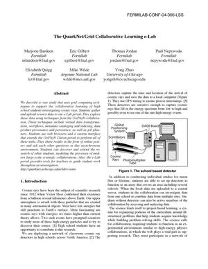 The QuarkNet/Grid Collaborative Learning e-Lab