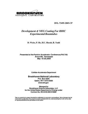 Development of Neg Coating for Rhic Experimental Beamtubes.