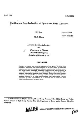Continuum Regularization of Quantum Field Theory