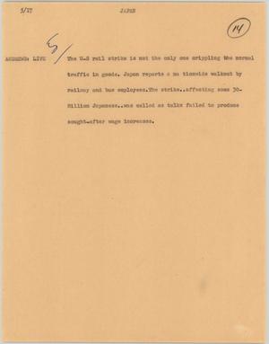Primary view of object titled '[News Script: Japan]'.