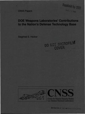 Primary view of object titled 'DOE weapons laboratories' contributions to the nation's defense technology base'.
