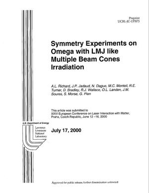 Symmetry Experiments on Omega with LMJ like Multiple Beam Cones Irradation