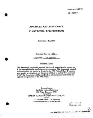 Advanced Neutron Source: Plant Design Requirements