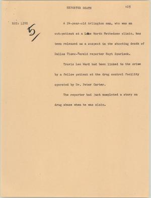 Primary view of object titled '[News Script: Reporter death]'.