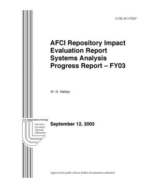 AFCI Repository Impact Evaluation Report Systems Analysis Progress - FY03
