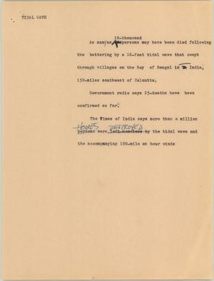 Primary view of object titled '[News Script: Tidal wave]'.