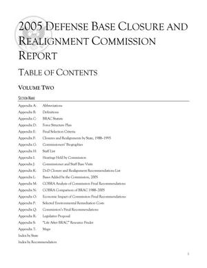2005 Defense Base Closure and Realignment Commission Report: Volume 2