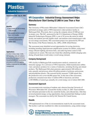 VPI Corporation: Industrial Energy Assessment Helps Manufacturer Start Saving $7,000 in Less Than a Year