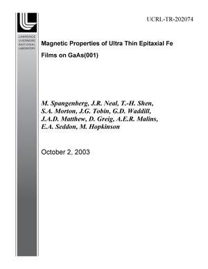 Magnetic properties of ultra thin epitaxial Fe films on GaAs(001)