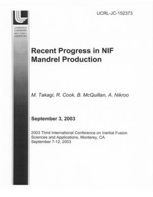 Recent Progress in NIF Mandrel Production