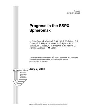 Progress in the SSPX Spheromak
