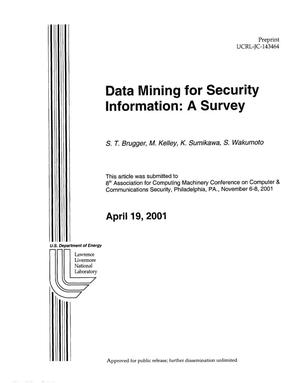 Data Mining for Security Information: A Survey
