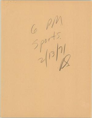[News Script: Sports Segment, February 13, 1971]